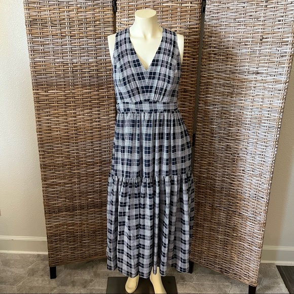 Club Monaco Crossback Midi Dress in Rose Plaid Size 2 NWT - Picture 2 of 13